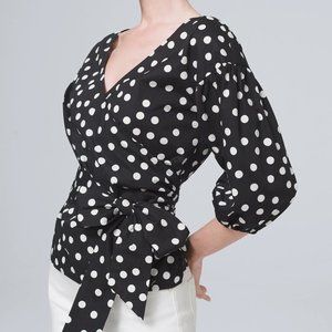 NEW WHBM Polka Dot Wrap Blouse XS